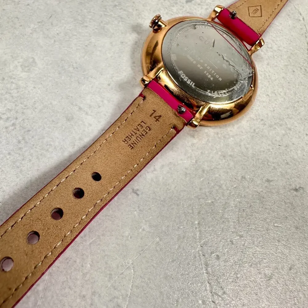 Fossil Watch 35mm Pink Limited Edition Jacqueline Rainbow Lips Date New Battery